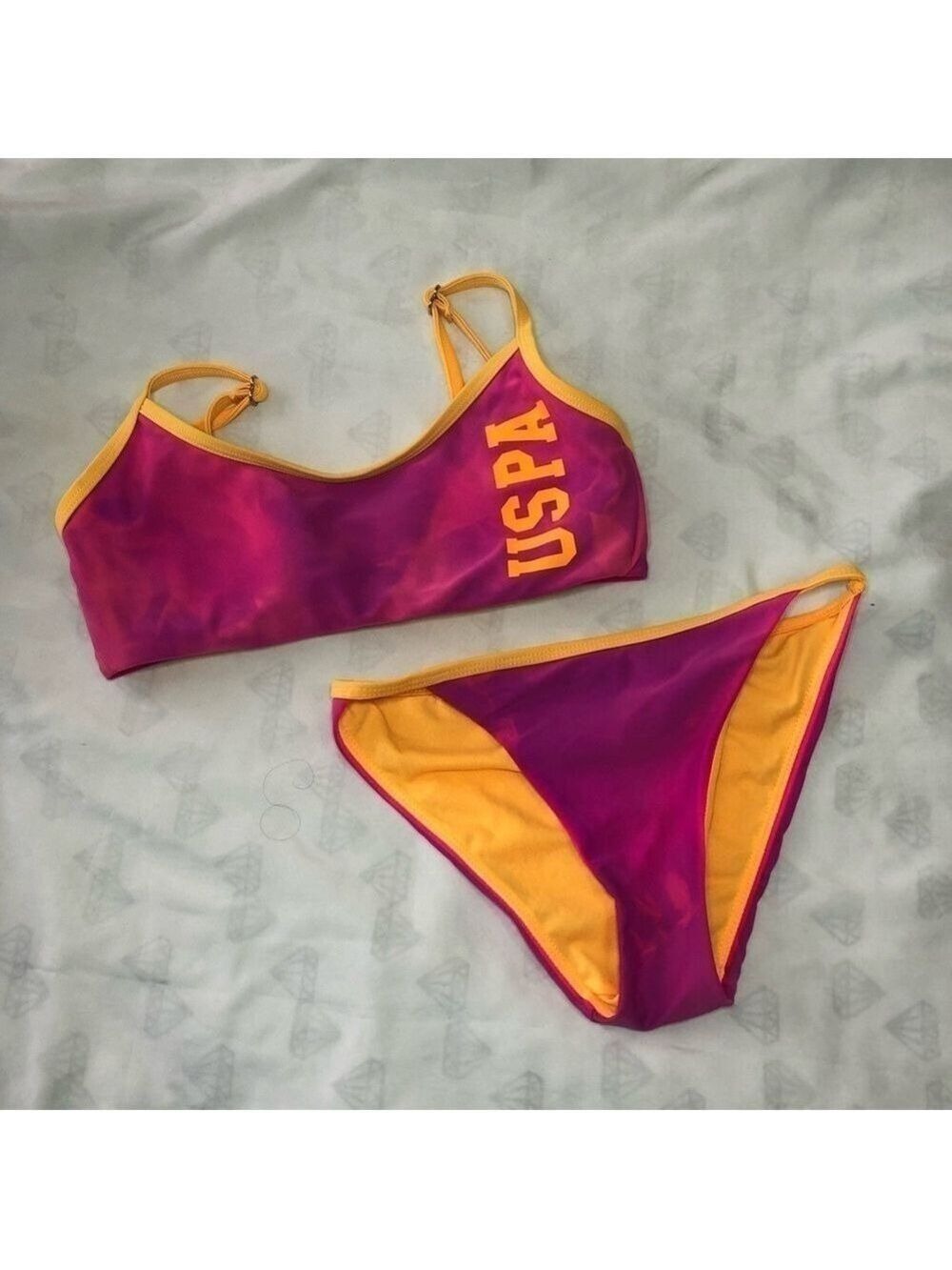 Uspa Size Small Tie Dye Neon Pink/Orange 2 Piece Bikini